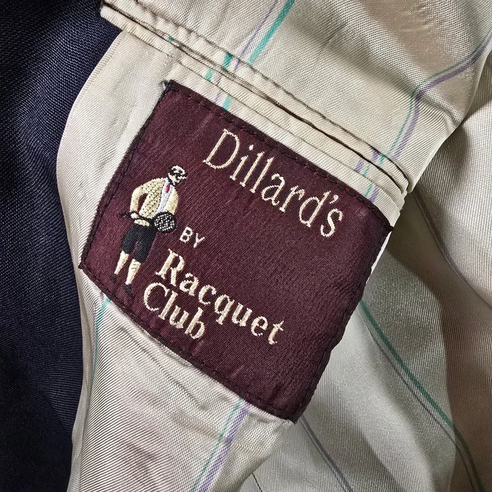 Dillards Racquet Club Wimbledon Collection Navy Gold Crest Buttons Union USA Men